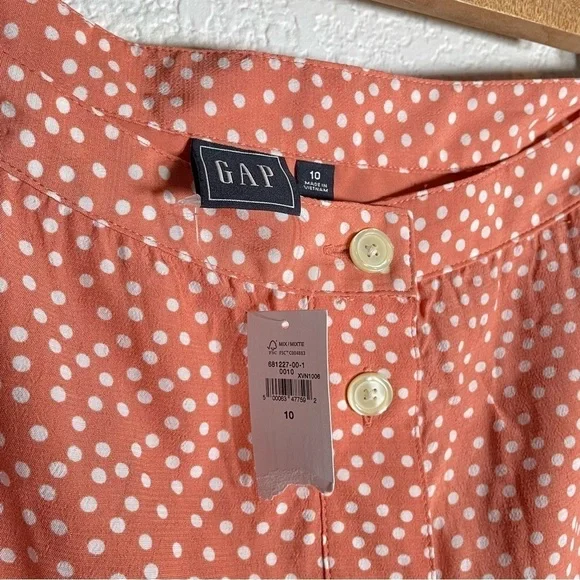 GAP skirt Polka Dot Pink Midi NWT Button Up Front Women’s Size 10 - Picture 6 of 7